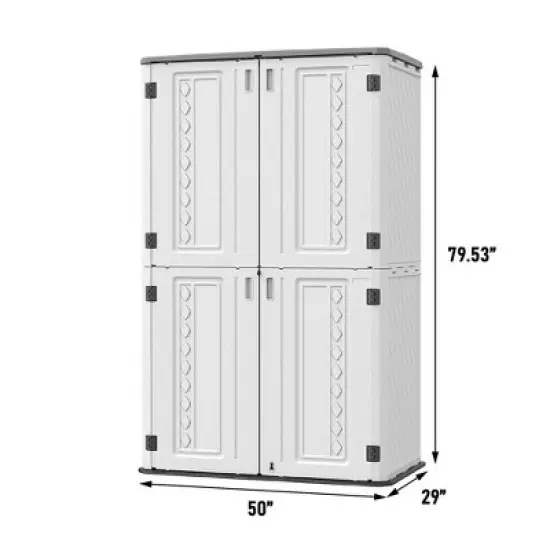 WELLFOR 385 gal Vertical Double Door Deck Box Beige image {8}