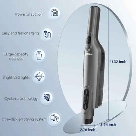 WHALL Cordless Handheld Vacuum Cleaner, Powerful Suction, LED Lights, 2 Suction Modes, Rechargeable with Charging Dock, For Home, Office, Car image {1}