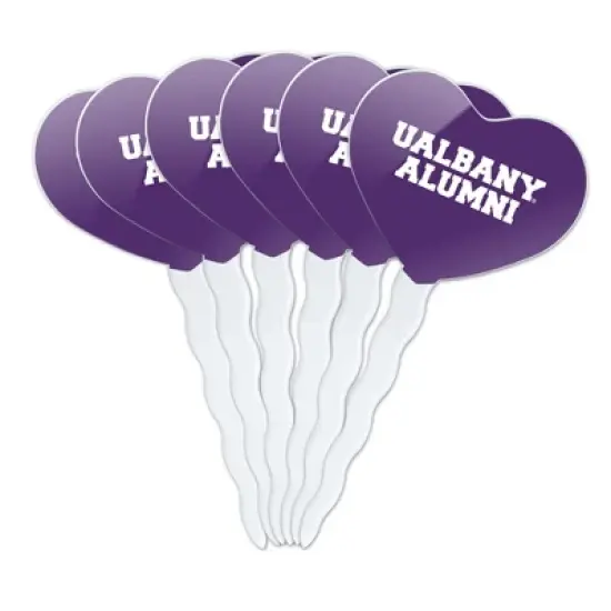University at Albany Alumni Heart Love Cupcake Picks Toppers Decoration Set of 6 image {7}
