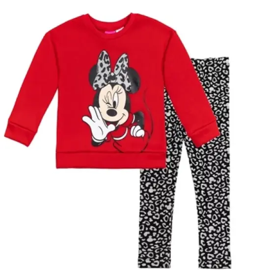 Disney Minnie Mouse Baby Girls Pullover Fleece Sweatshirt and Leggings Outfit Set Infant to Toddler image {9}