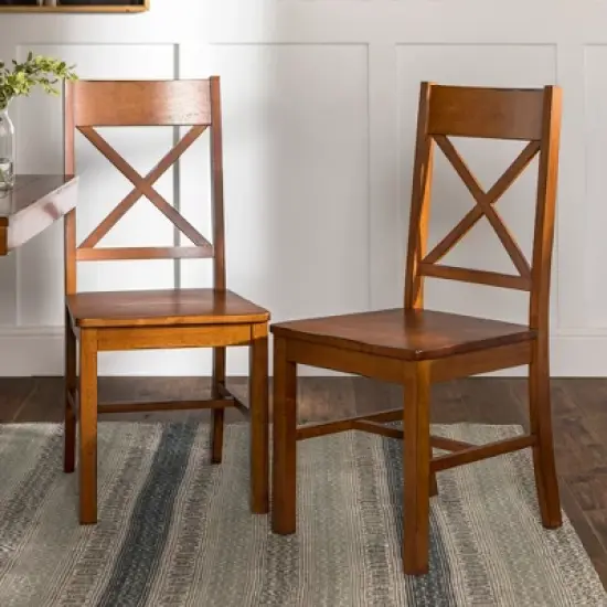 Set of 2 Traditional Distressed Wood Dining Chairs - Saracina Home image {4}