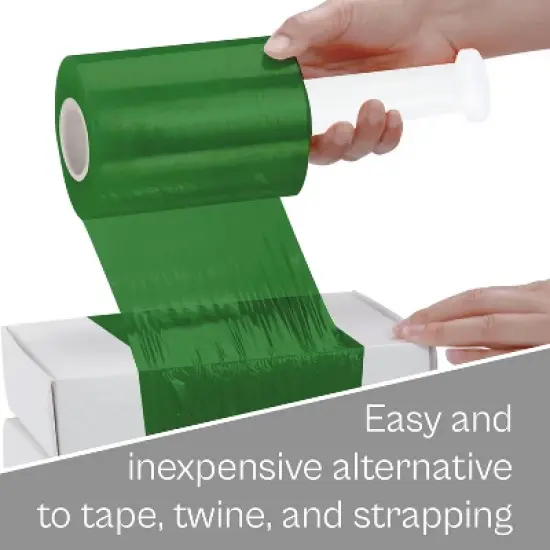PSBM 12 Rolls 5" x 1000 Ft. Green Hand Wrap Stretch Shrink Film with Handle, 80 Ga image {8}