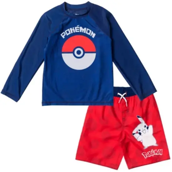 Pokemon Pikachu Rash Guard and Swim Trunks Little Kid to Big Kid  image {9}
