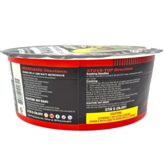 Pho, Beef, Pholicious Authentic Instant Pho , Vietnamese Rice Noodle Soup, 4 pack / 3.6 Ounce Bowls, Ramen Alternative & Fresh Ingredients image {6}