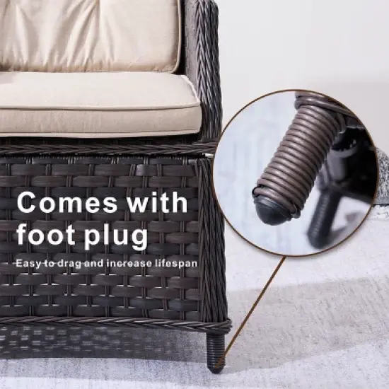 Moda Furnishings 3-Piece Wicker Aluminum Outdoor Fire Pit Set With Cushions image {11}