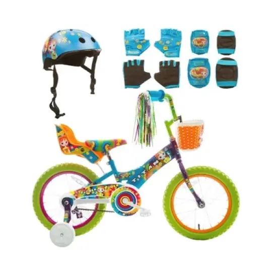 Titan Girl's Flower Princess BMX Bike for 4-9 Years with Training Wheels 16 Inch Kids Bicycle with Protective Elbow Knee Pads and a Helmet, Multicolor image {4}