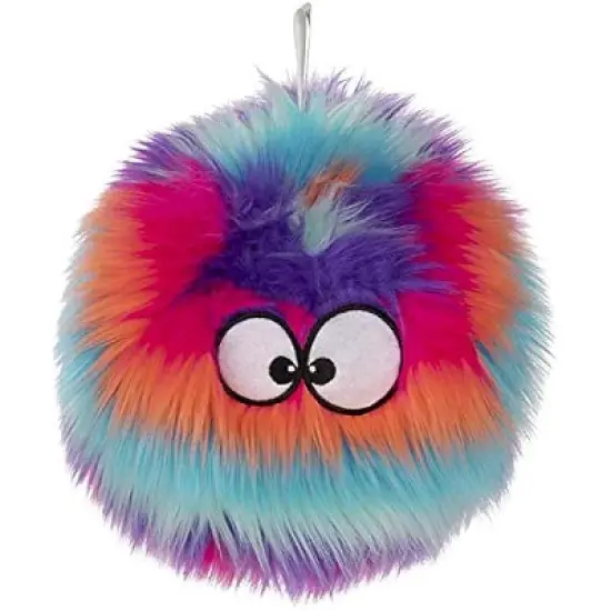 goDog Furballz Squeaky Plush Ball Dog Toy, Chew Guard Technology - Cool Rainbow, Large image {1}
