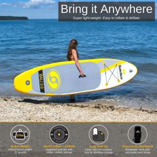 Solstice Watersports Islander Inflatable Raft Stand-Up Paddle Board Kit w/ Accessory & Camera Mount and Bungee Storage image {2}