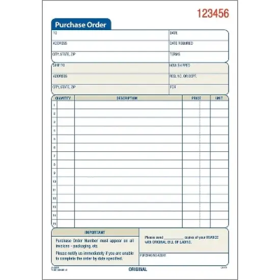 Adams Carbonless Purchase Orders 8 x 6 TC5831-10 image {1}