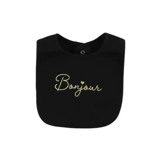 Hudson Baby Infant Girl Cotton Bib and Sock Set, Bonjour, One Size image {4}