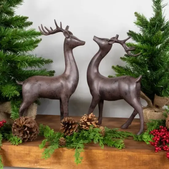 Northlight Standing Deer Christmas Decorations - 14" - Brown - Set of 2 image {2}