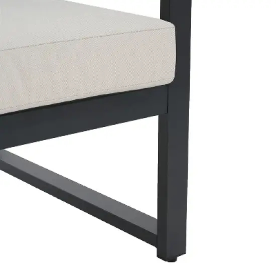 Christopher Knight Home Thorne Outdoor Modern Aluminum 4 Seater Chat Set, Beige/Black image {6}