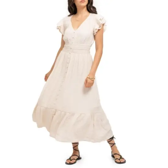 August Sky Women's Flutter Sleeves Midi Dress image {4}