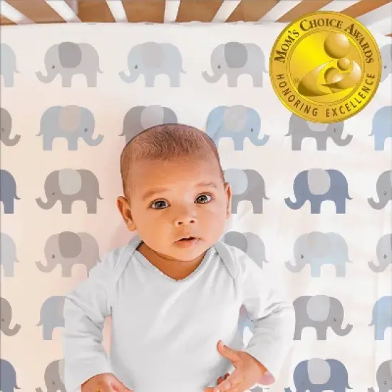 The Peanutshell Fitted Crib Sheets - Blue and Gray Elephant - 2pk image {6}