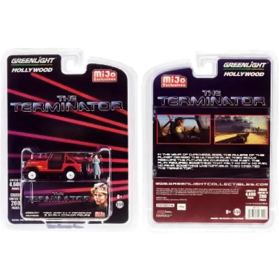 1983 Jeep CJ-7 Renegade Red w/ Sarah Connor Figure "The Terminator" (1984) Movie Ltd Ed 4,600 pcs 1/64 Car by Greenlight image {2}