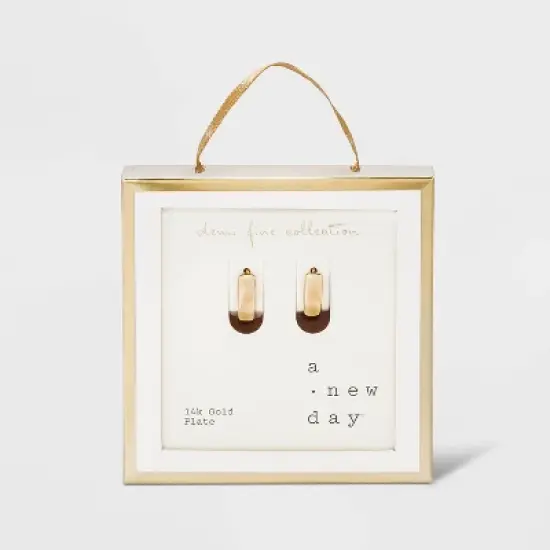 14K Gold Plated Oval Hoop Drop Earrings - A New Day&trade; image {3}