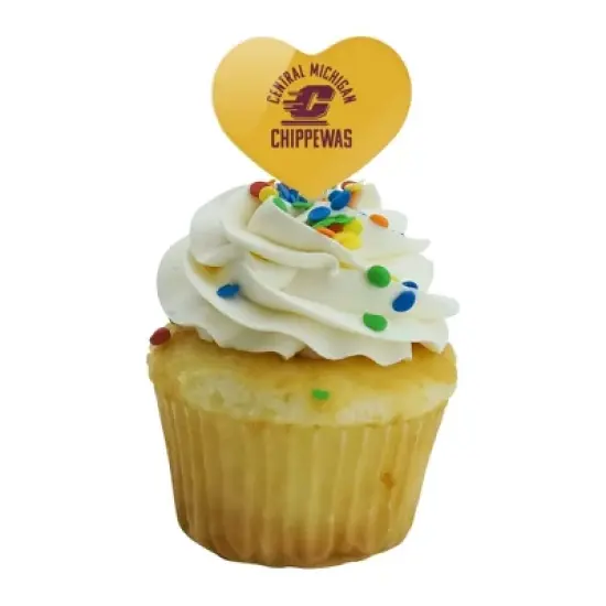 NCAA Central Michigan University Chippewas Heart Love Cupcake Picks Toppers Decoration Set of 6 image {4}