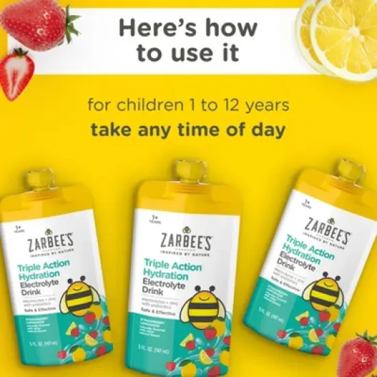 Zarbee's Triple Action Liquid Hydration Pouches - Strawberry Lemonade - 5 fl oz/3ct image {4}