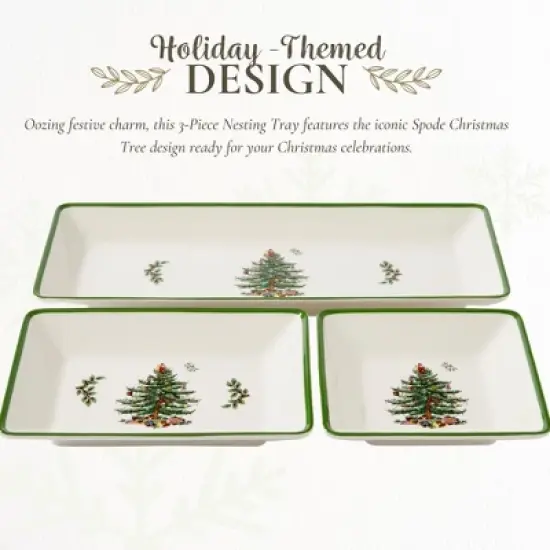Spode Christmas Tree 3-Piece Dessert Trays, Collector Serveware - Holiday Dinnerware & Decorative Tray, Holiday Winter Serving for Occasions image {2}