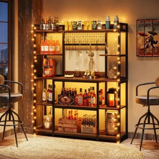 LITTLE TREE 55" 5 Tier Storage Baker's Rack Brown/Black image {4}