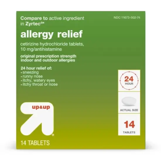 Cetirizine Hydrochloride Allergy Relief Tablets - up&up&trade; image {4}