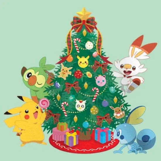 Girl's Pokemon Christmas Tree Friends T-Shirt image {1}