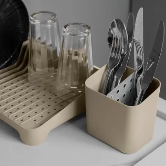 OU Utensil Holder with Removable Divider, Nonslip Cutlery Drainer, Scratch Resistant Finish with Built In Reservoir, Kitchen Sink Caddy image {1}
