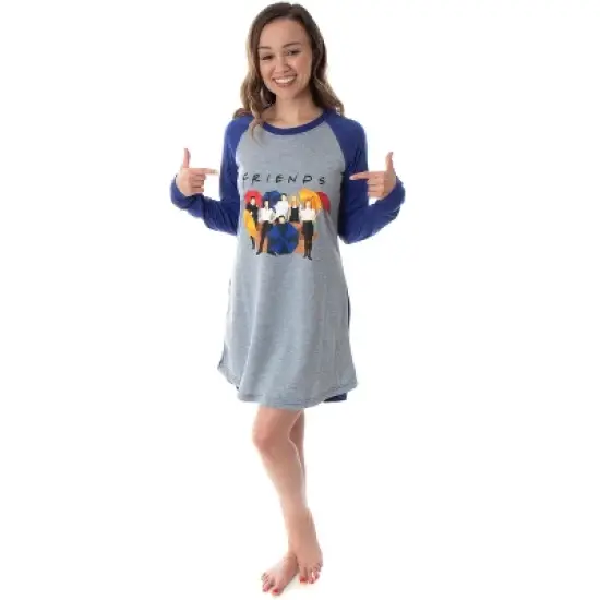 Friends TV Show Juniors' Minimalist Character Raglan Sleep Shirt Nightgown Minimal Cast Art image {2}