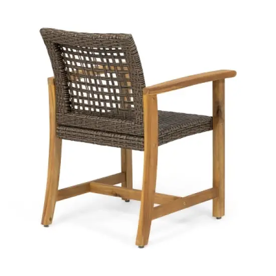 Patio Arm Chair Set Of 2,Wood Patio Chair With Wicker Weave Seat,Outdoor Arm Chair,Arm Chair For Patio,Backyard-Cuddlewood image {6}