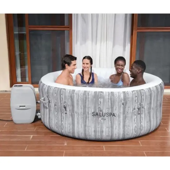 Bestway SaluSpa Fiji AirJet Inflatable Hot Tub with 120 Soothing Jets with Set of 2 Pool and Spa Seat and 2 Padded Headrest Pillows, Gray image {5}