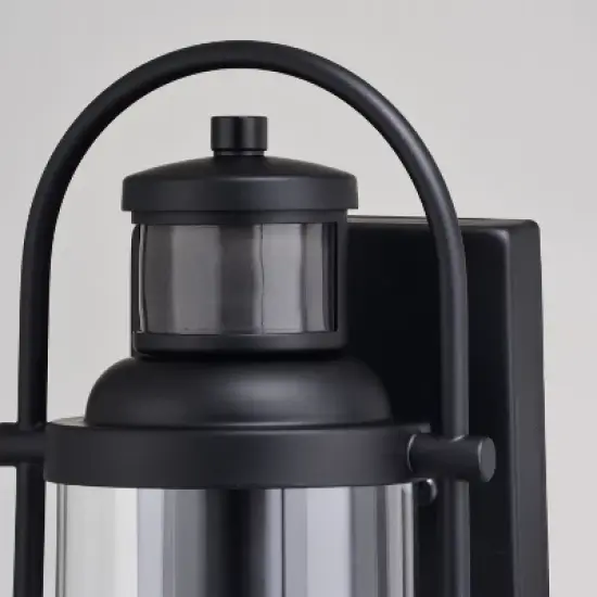 VAXCEL Winfield 5.75-in. 1 Light Black Motion Sensor Dusk to Dawn Outdoor Wall Lantern Clear Glass image {11}