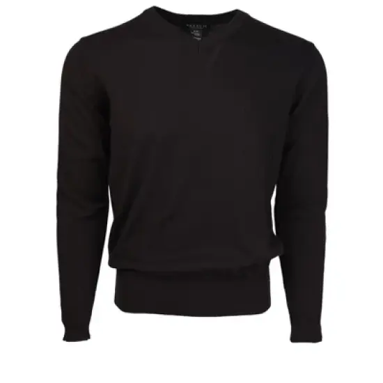 Men's Modern Fit Solid V-neck Cotton Sweater image {1}