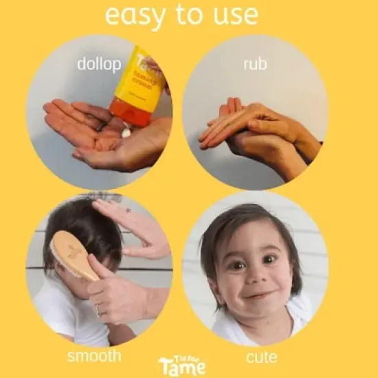 T is for Tame - Natural Taming Cream, Detangling Spray & Natural Bristle Brush for Frizz, Flyaways & Static, Safe for Babies and Kids, 3 ct. image {4}