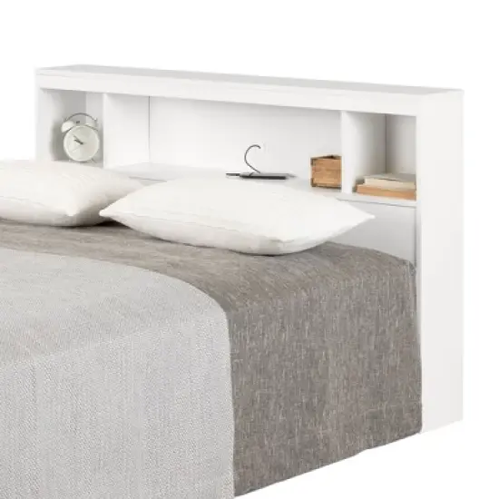 Full Fusion Bookcase Headboard Pure White - South Shore image {6}