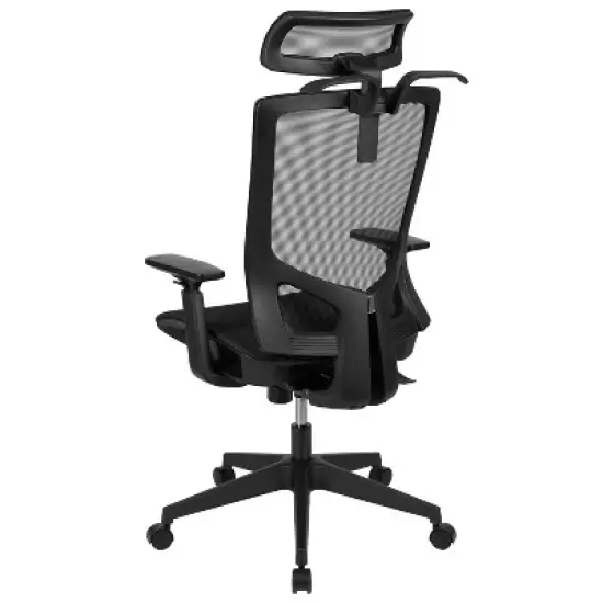 Flash Furniture Ergonomic Black Mesh Office Chair-Synchro-Tilt, Pivot Headrest, Adjustable Arms image {10}