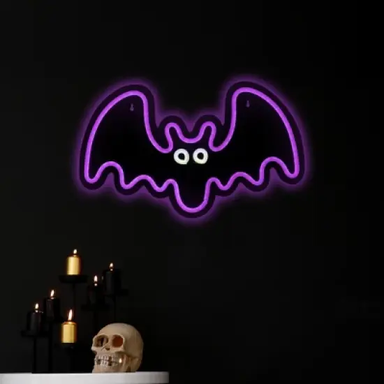 Northlight LED Bat Neon Lighted Halloween Wall or Window Decoration - 15" - Purple image {2}