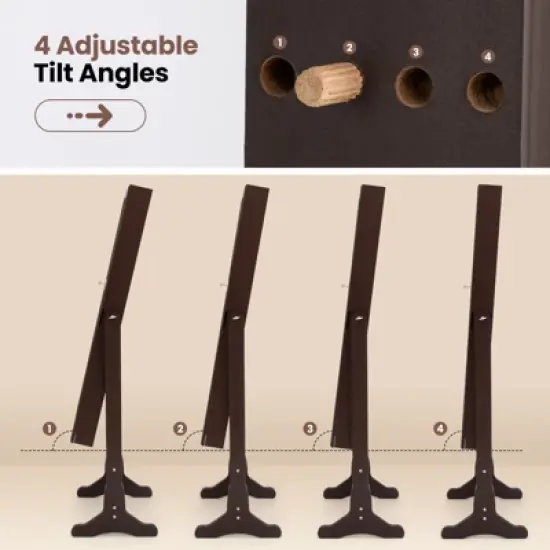 Tangkula Lockable Lighting Mirrored Jewelry Cabinet Dressing Storage Box with LED lights Brown image {7}