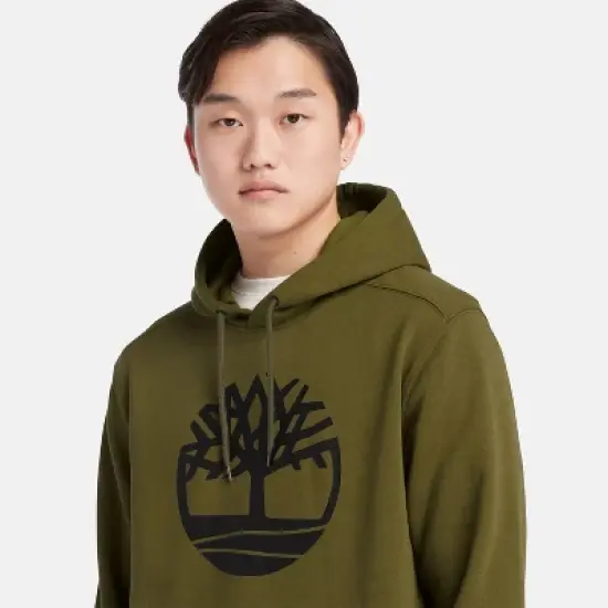 Timberland Tree Logo Hoodie, Dark Olive/Black, Medium image {2}