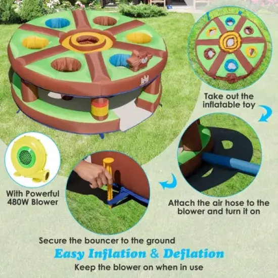 Costway Inflatable Whack-a-Mole Themed Castle for Kids Interactive Game w/ 480W Blower image {7}