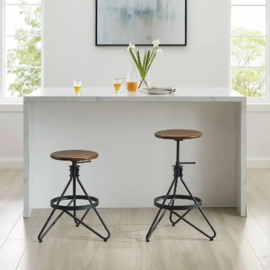 Kalen Adjustable Height Swivel Barstool Brown/Matte Black - Crosley image {3}