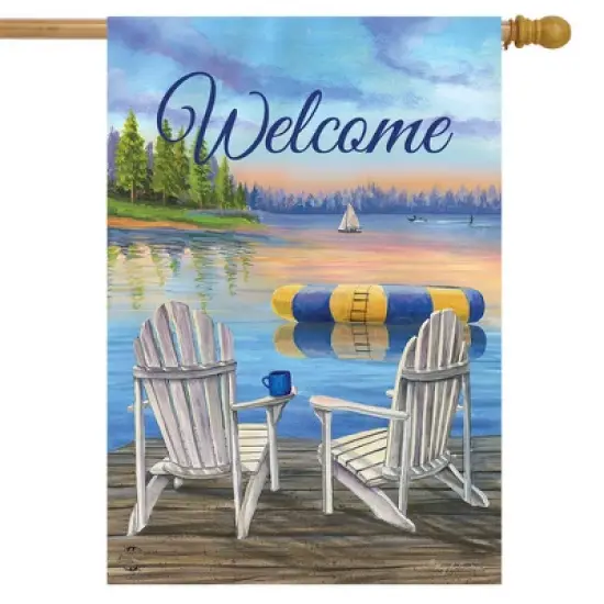 Briarwood Lane Waterfront Retreat Nautical House Flag Summer Welcome Adirondack Chairs 28"x40" image {1}