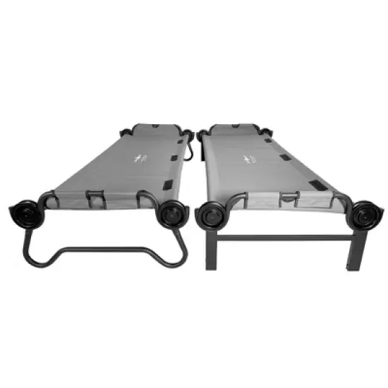 Disc-O-Bed Large Cam-O-Bunk 2 Person Bench Bunked Double Bunk Bed Cot with 2 Side Organizer and Carrying Bags for Camping Trips, Gray image {2}