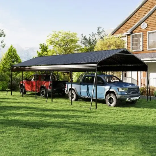 Campcraft 13x26.5 ft Heavy-Duty Steel Carport &ndash; Weather-Resistant, Spacious 2-Car Shelter with Hooks & Installation Kit-Cuddlewood image {8}