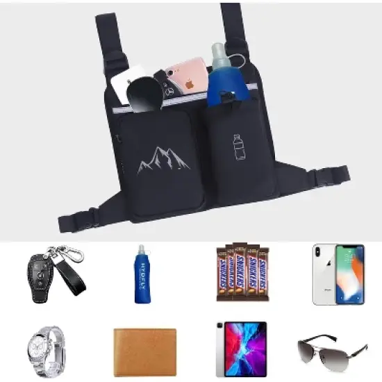 Chest Pack Running Vest with Hydration Bottle Holder, Reflective Lightweight Sports Chest Bag for Men Women Jogging Cycling Hiking image {5}