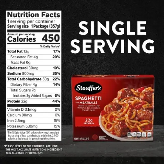 Stouffer's Spaghetti With Meatballs Frozen Dinner - 12.625oz image {6}