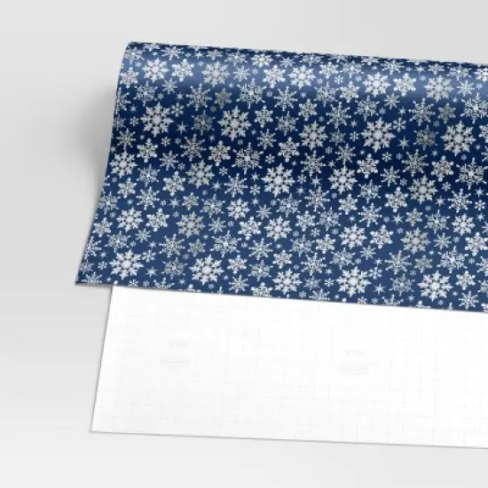 30&rdquo; 25 sq ft Christmas Roll Wrap White Snowflakes on Blue - Wondershop&trade; image {2}