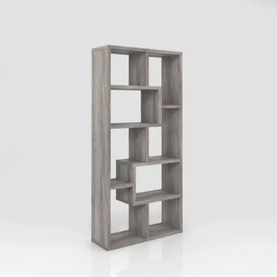 70.98" Crusiton Versatile Bookcase Vintage Gray Oak - miBasics image {9}