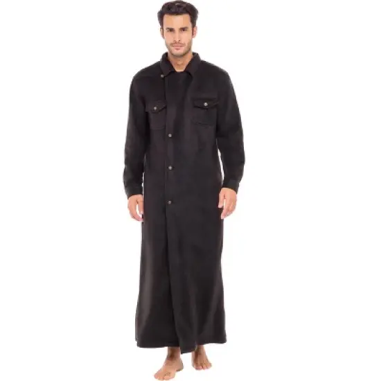 Men's Long Duster Ranch House Coat, Durable Anti-Pill Fleece Robe for Winter image {3}