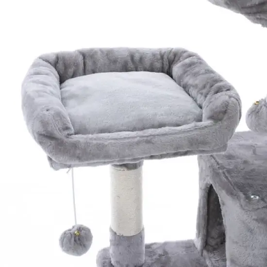 FEANDREA 66.5" Cat Tree Large Cat Tower Cat Condo with Scratching Posts Board 2 Caves 3 Plush Perches image {7}