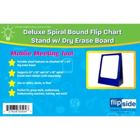 Flipside Products Deluxe Spiral-Bound Flip Chart Stand with 18" x 24" Dry Erase Board image {2}